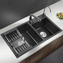 Black-Kitchen-Sink-Double-Bowl-Nano-Double-Sink-Undermount-Vegetable-Basin-Kitchen-