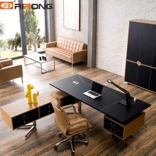 Modern-Design-Black-Brown-Orange-Leather-Wood-Furniture-Custom-Office-Executive-Desktop-Table-St